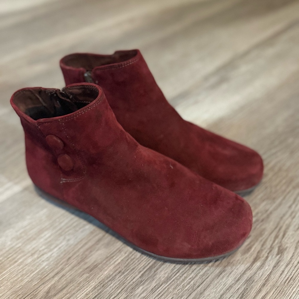 Walking Cradles Evan Burgundy Suede Ankle Boots